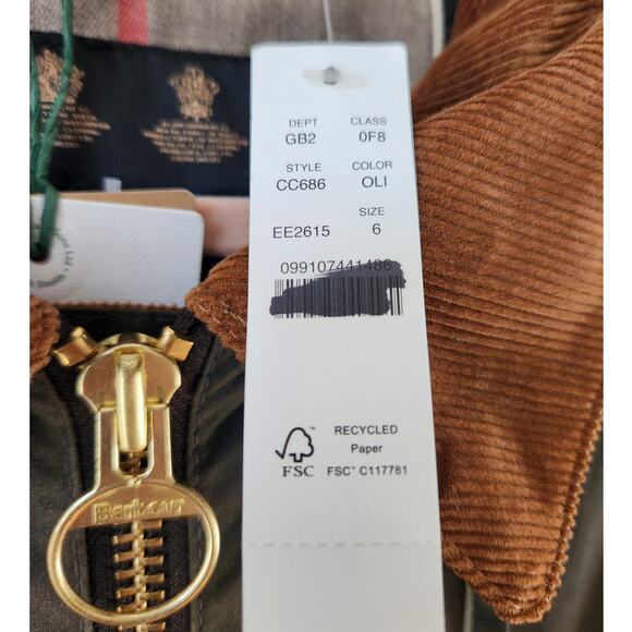 NWT Barbour® Gunnerside Highclere Wax Jacket Hooded Coat Olive 6 - Picture 10 of 11